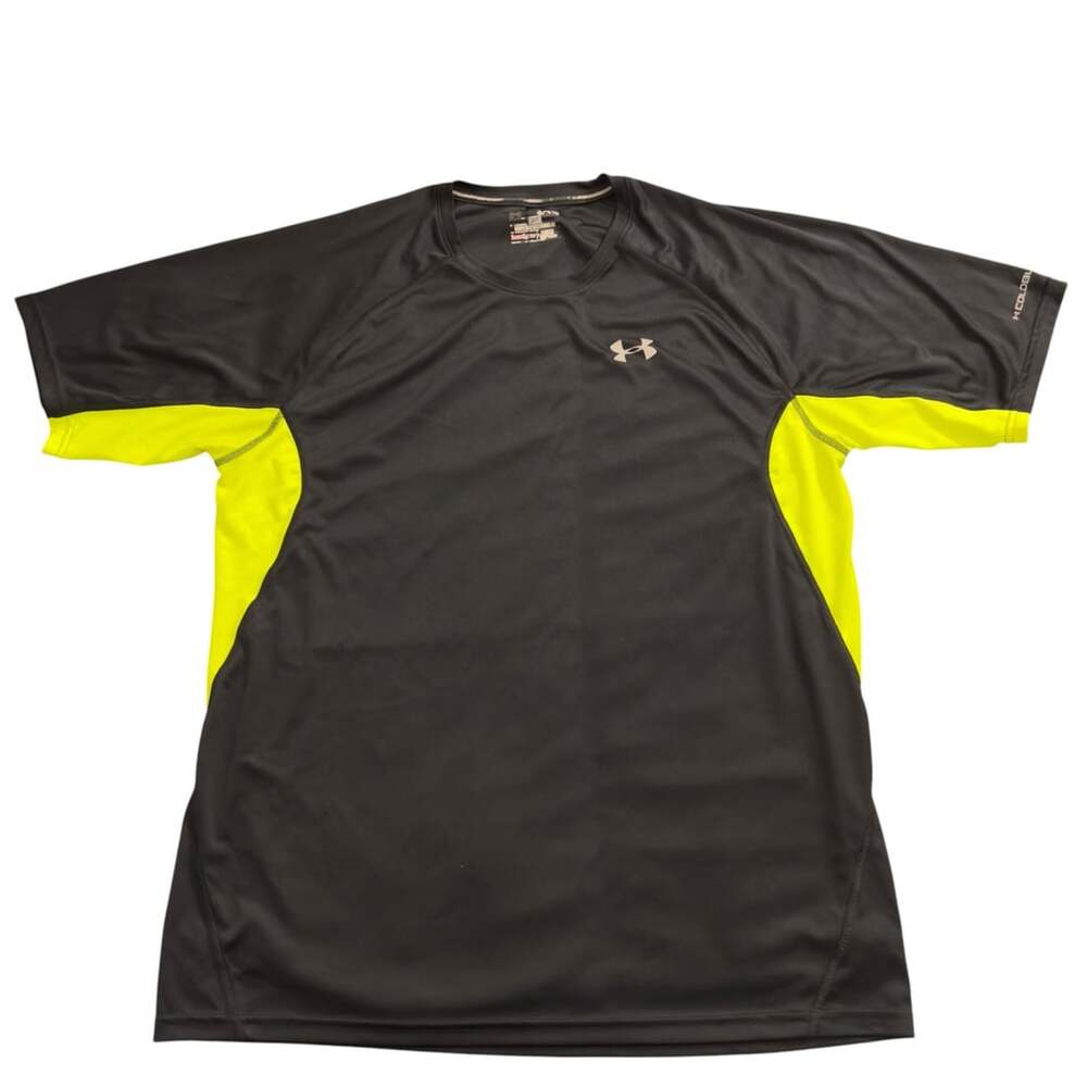 Under Armour HeatGear Athletic Short Sleeve T-Shirt Black Neon Yellow Men's XL